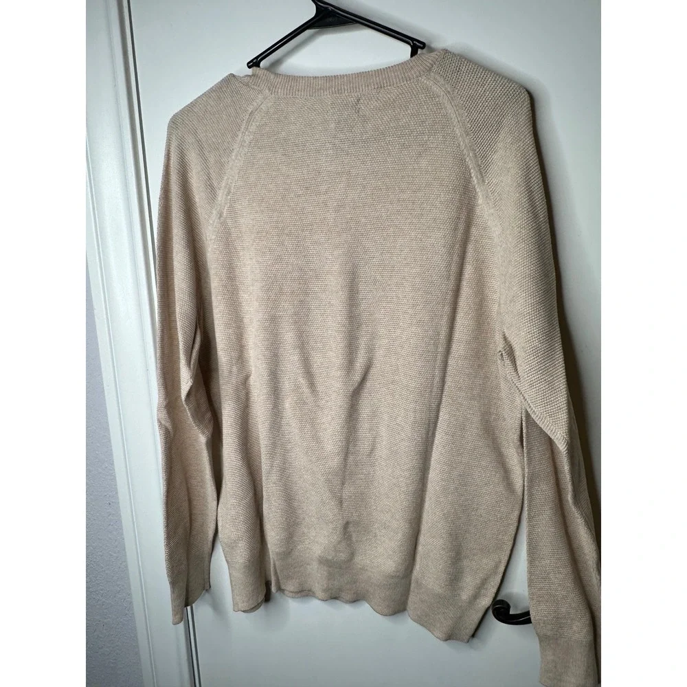 J.Crew Mens Textured Cotton Crewneck Sweater Beige CD617 Raglan Pullover L NEW